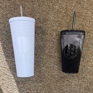 Starbucks Textured White and Black Tumbler Duo